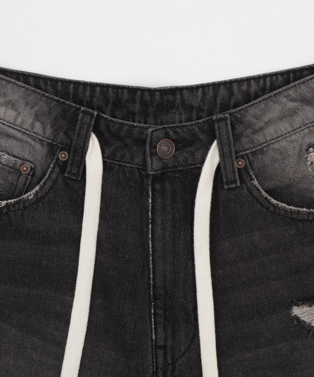 ヴィンテージウォッシュダメージバギーハーフパンツ