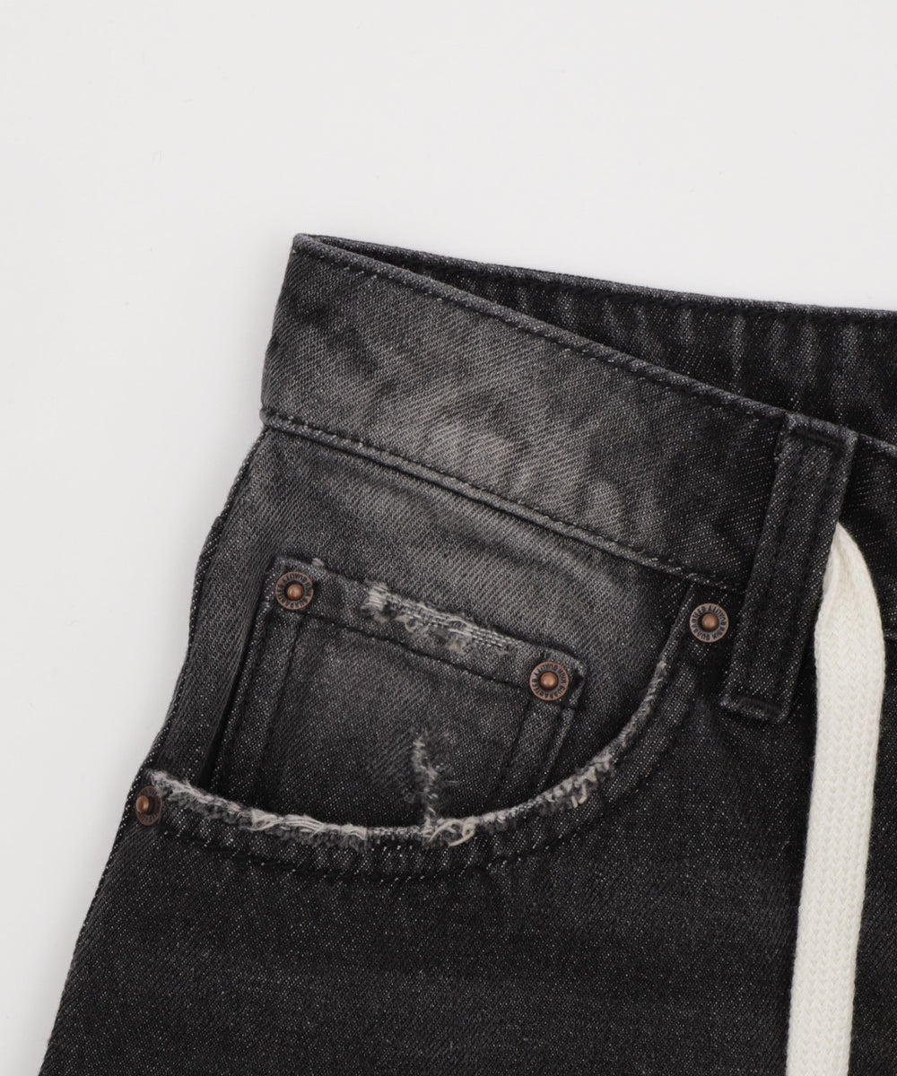 ヴィンテージウォッシュダメージバギーハーフパンツ