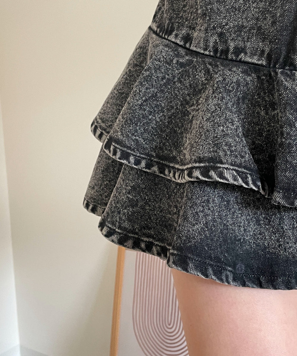 デニムフリルミニスカート