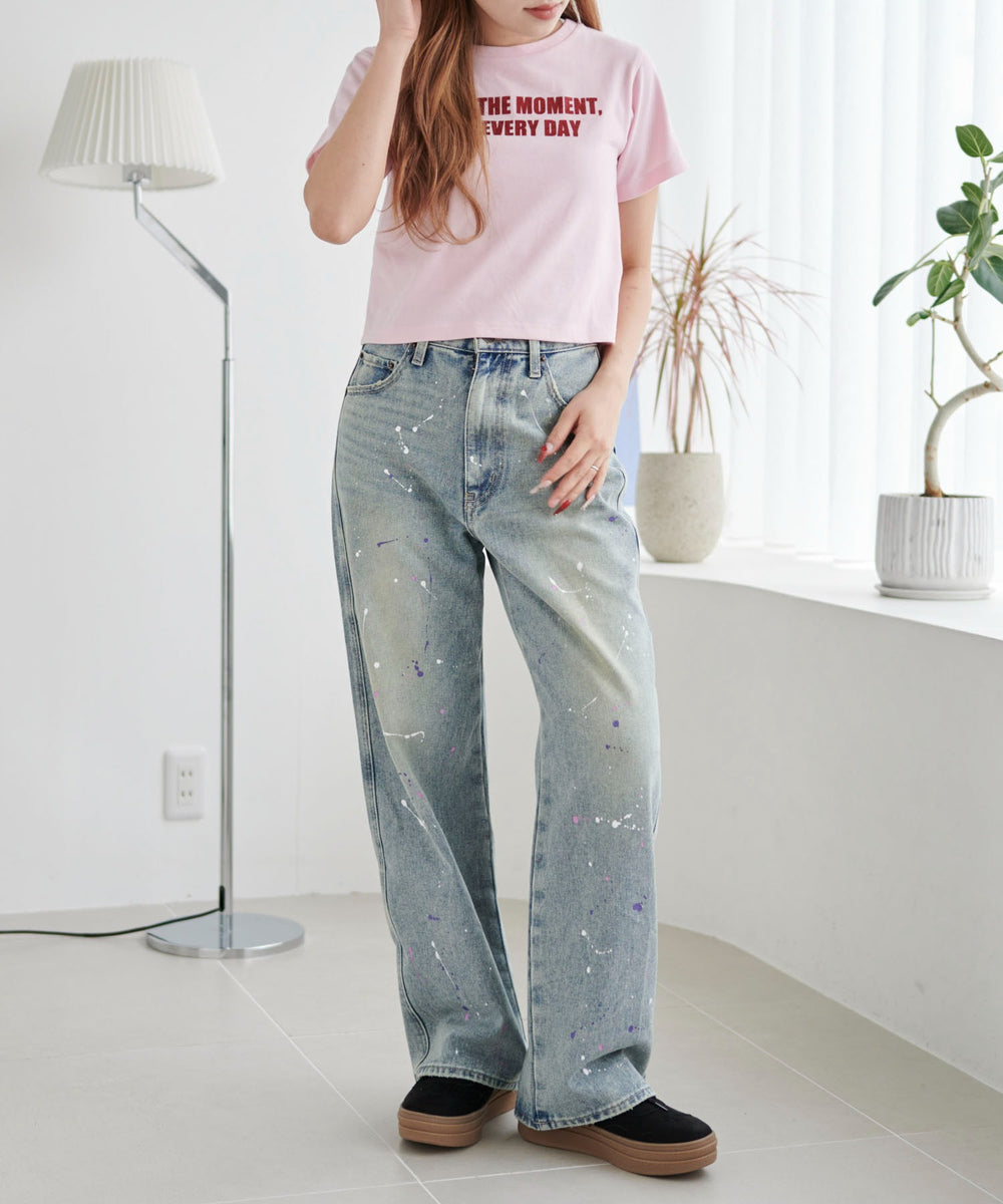 デニム淡加工 モデル：155cm M着用