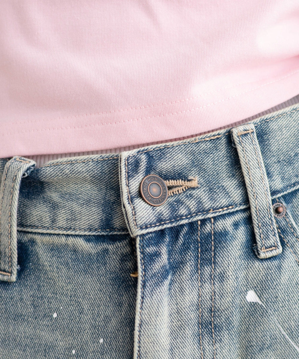 ペイントストレートデニムパンツ