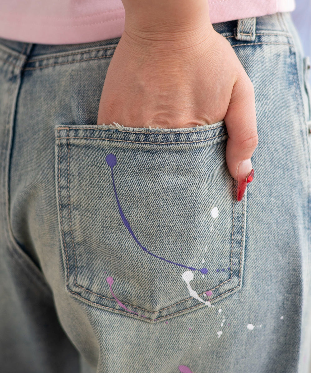 ペイントストレートデニムパンツ