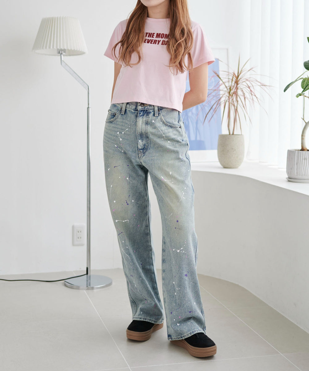 デニム淡加工 モデル：155cm M着用