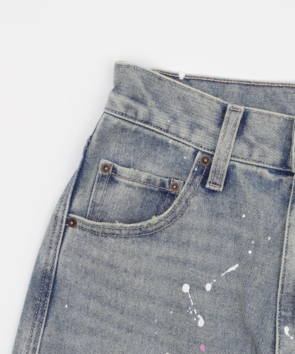 ペイントストレートデニムパンツ