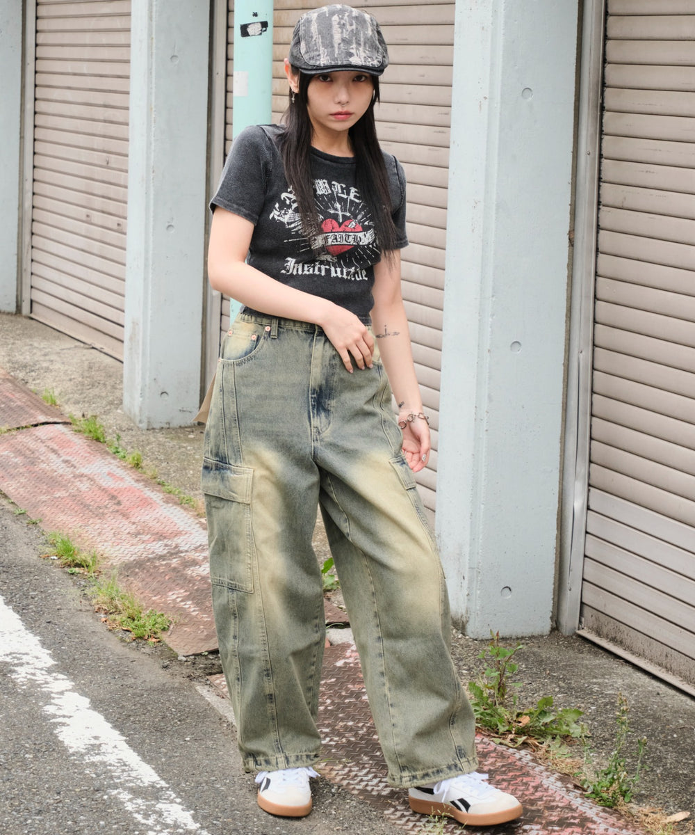 デニム淡加工　モデル:159cm S着用