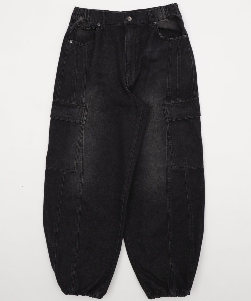 イージー3Dバレルレッグデニムカーゴパンツ