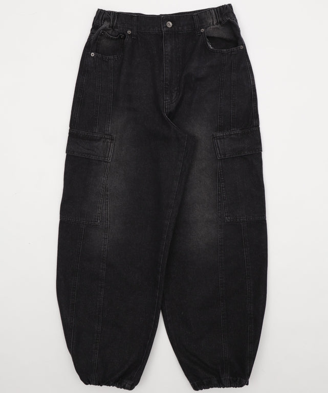 イージー3Dバレルレッグデニムカーゴパンツ
