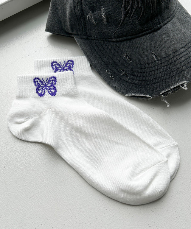バタフライショートソックス/ホワイト