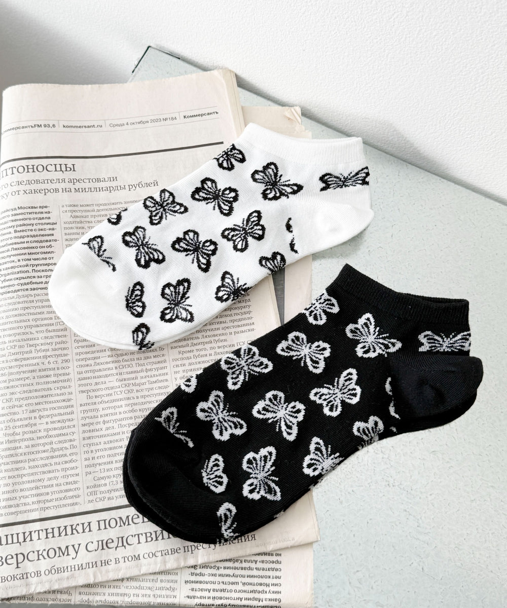 総柄バタフライショートソックス