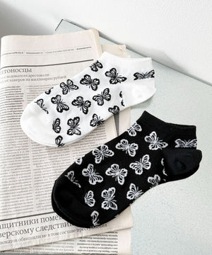 総柄バタフライショートソックス