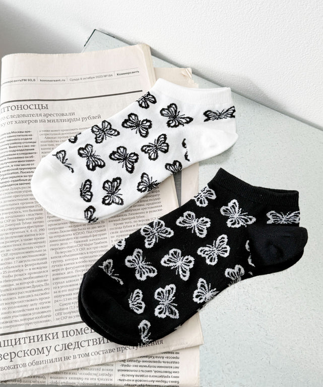 総柄バタフライショートソックス