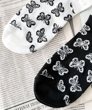 総柄バタフライショートソックス