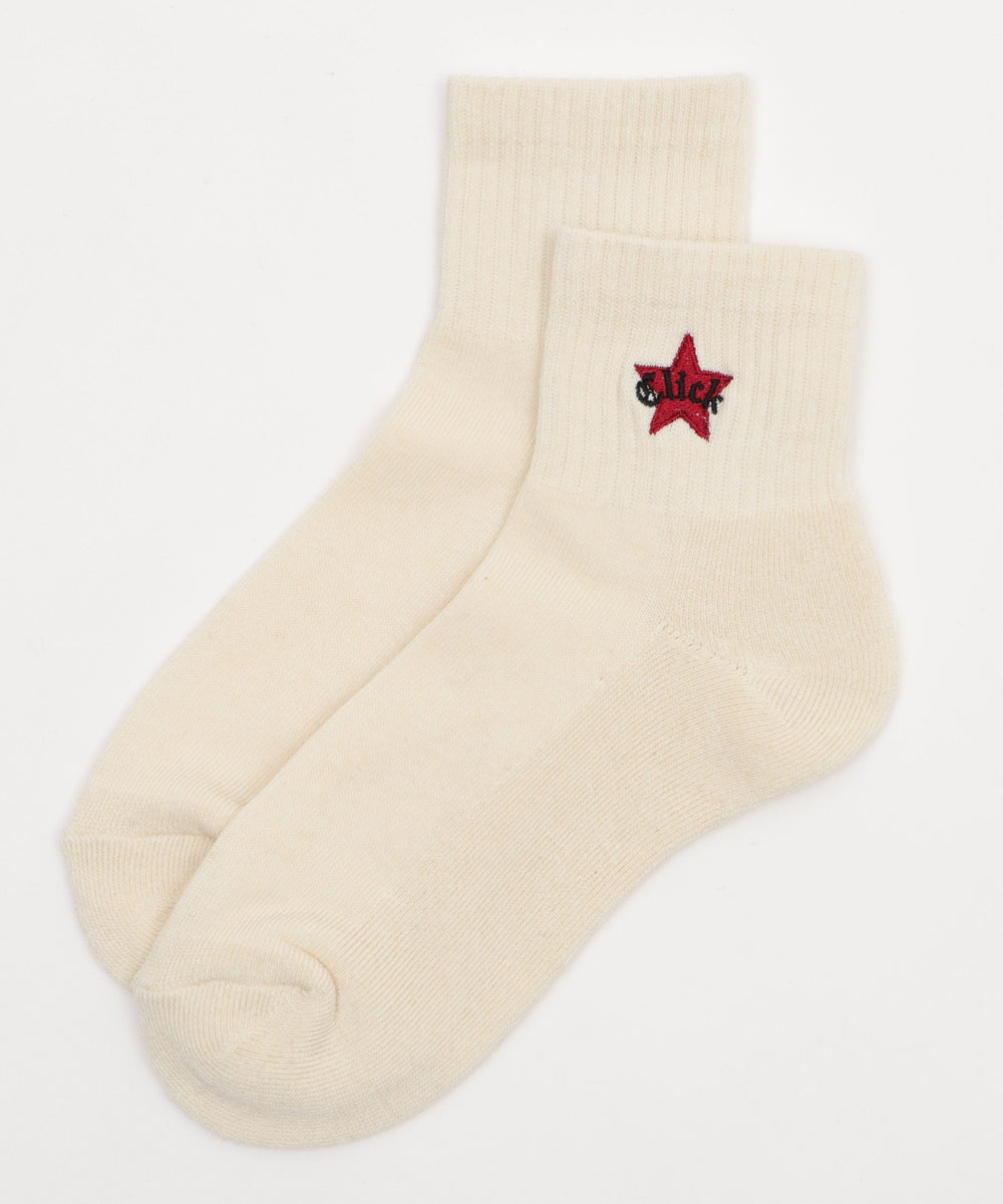 スター刺繍アンクルパイルソックス(23-25cm)