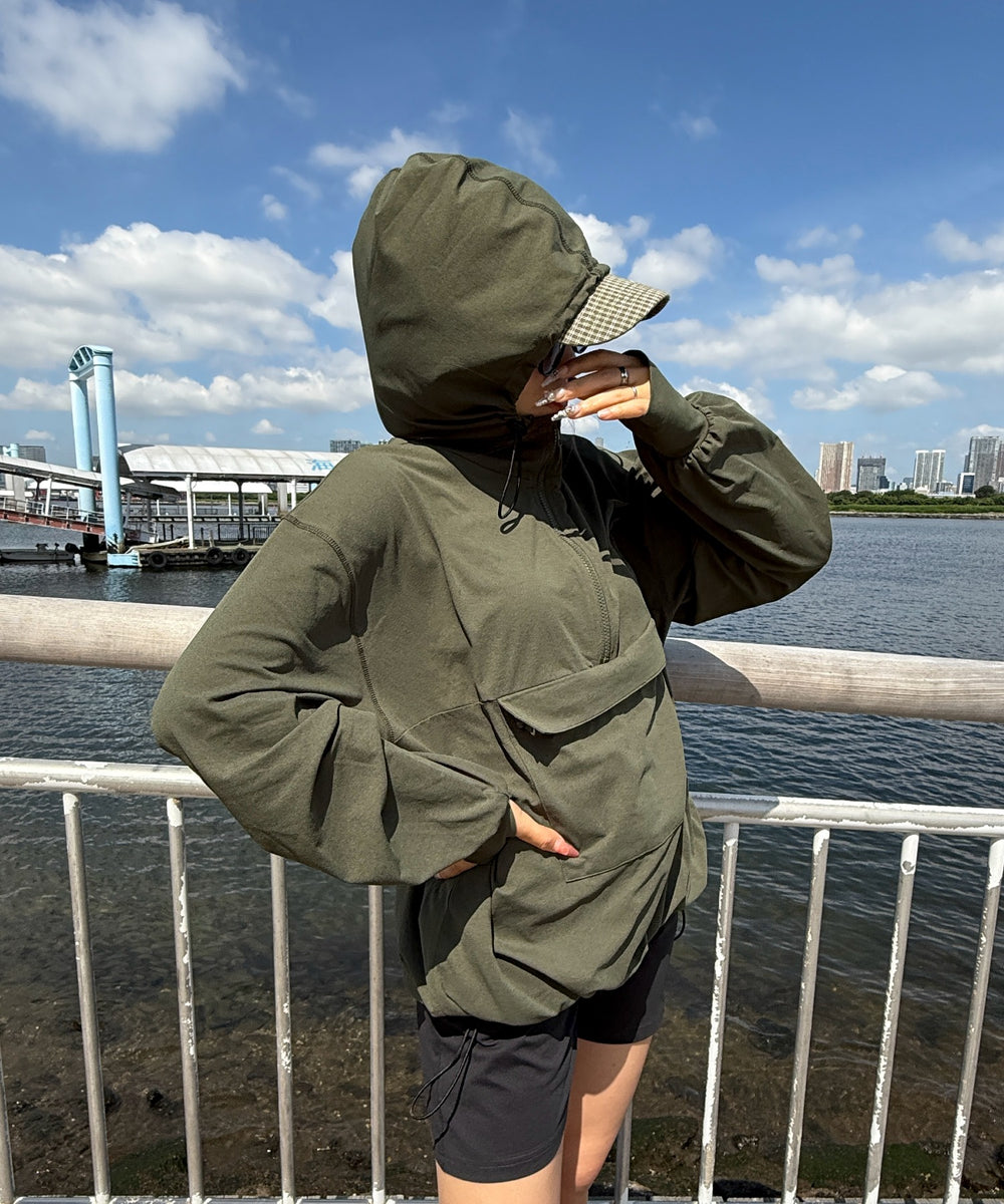 カーキ　モデル：155cm　F着用 