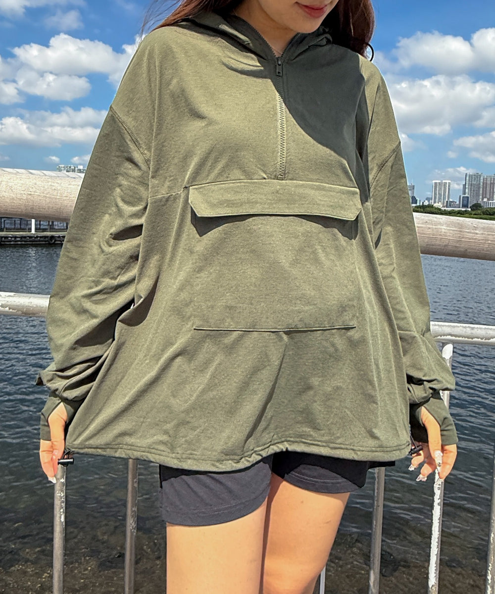 ハーフジップアノラックパーカー