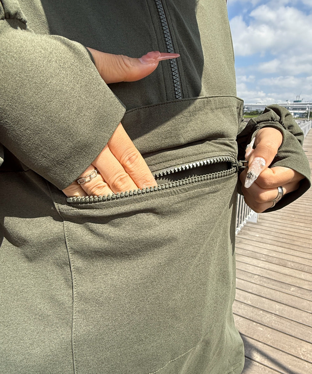 ハーフジップアノラックパーカー