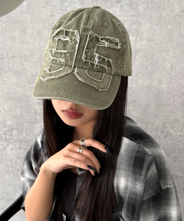 ナンバリングアップリケキャップ/デニム