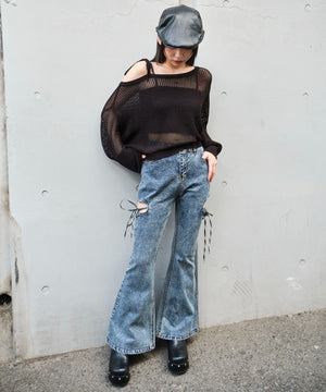 デニム中濃加工 モデル：159cm M着用