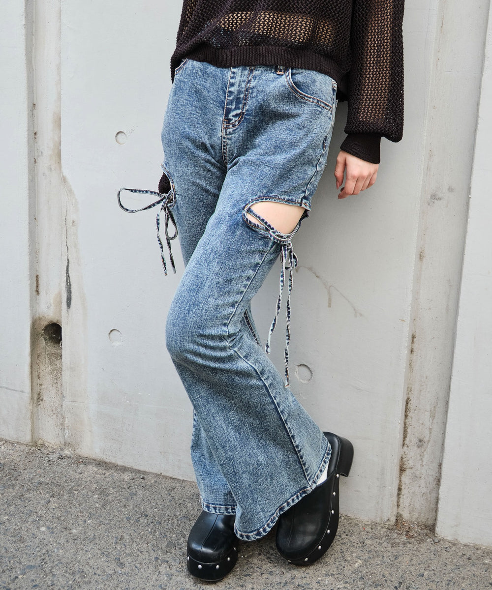 デニム中濃加工 モデル：159cm M着用