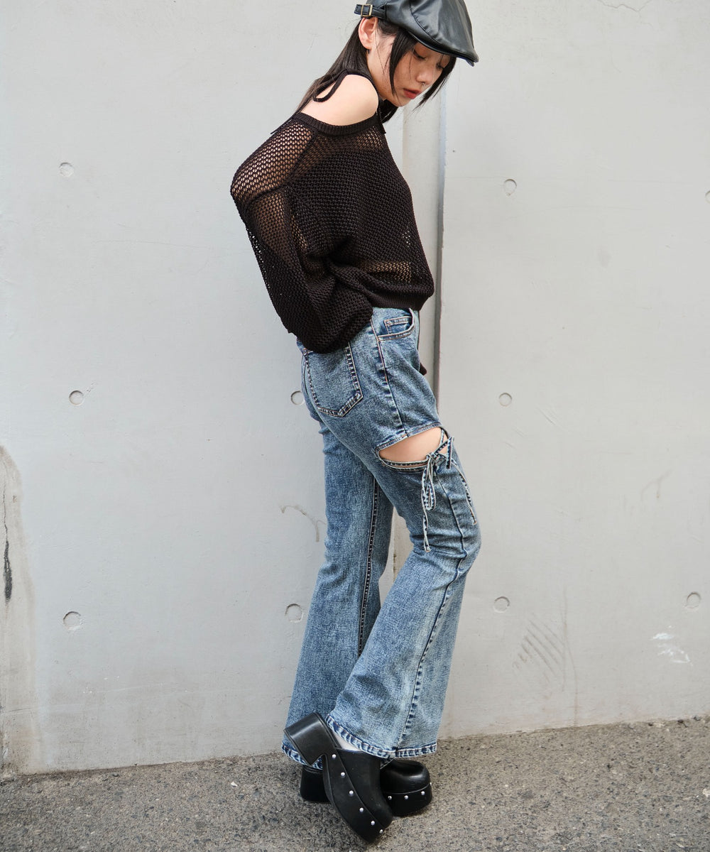 デニム中濃加工 モデル：159cm M着用