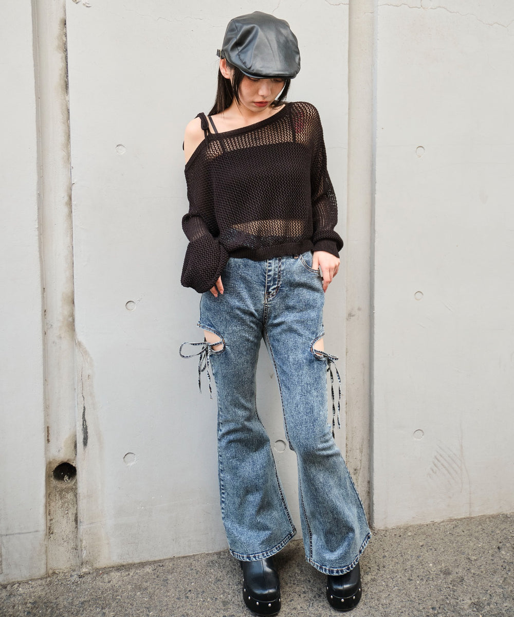 デニム中濃加工 モデル：159cm M着用