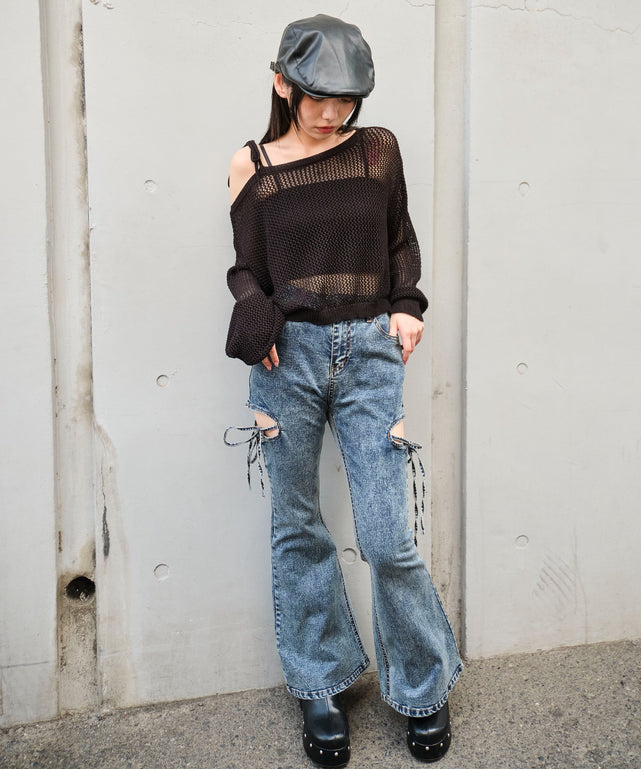 デニム中濃加工 モデル：159cm M着用