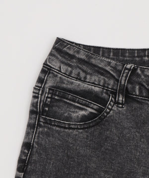 カットアウトリボンストレッチデニムフレアパンツ