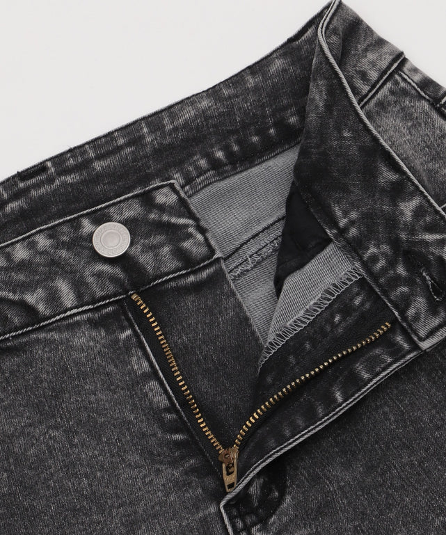 カットアウトリボンストレッチデニムフレアパンツ