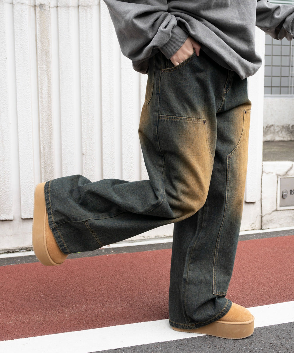 デニム濃加工 モデル：155cm M着用