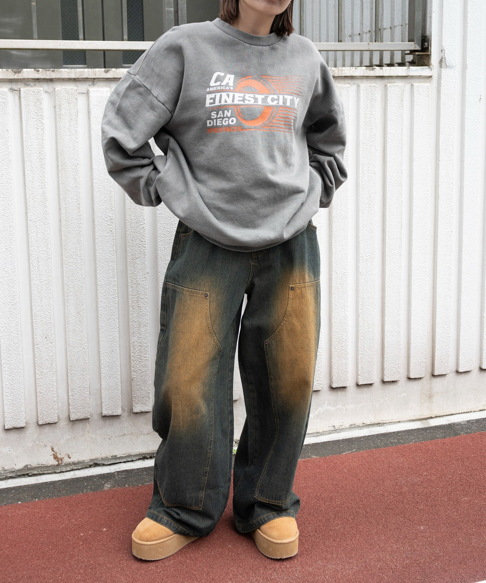 デニム濃加工 モデル：155cm M着用