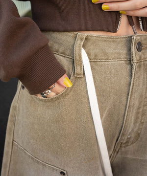 ウエストドロストダブルニーバギーハーフパンツ