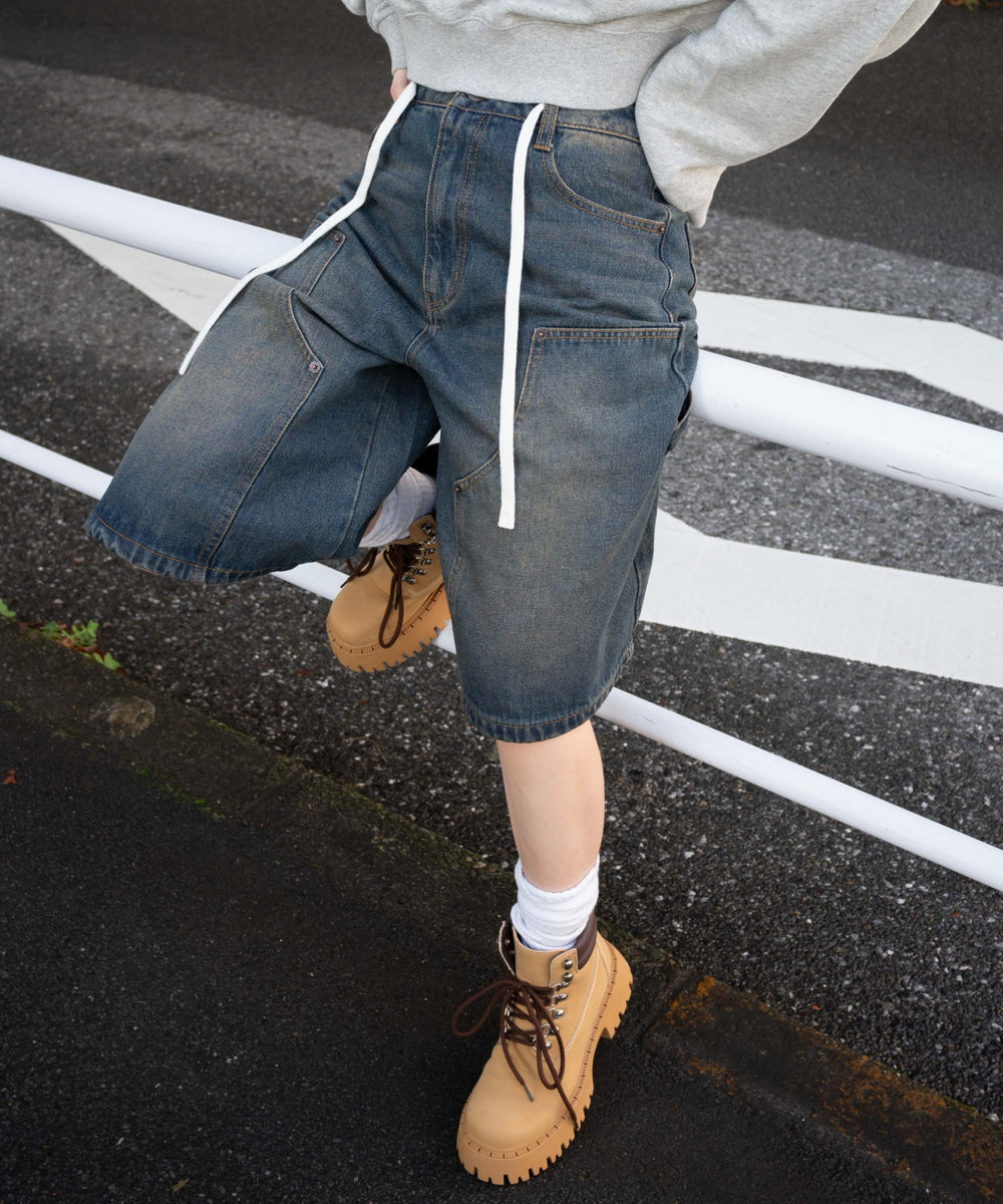 インディゴ中濃オーバーダイ モデル：155cm M着用