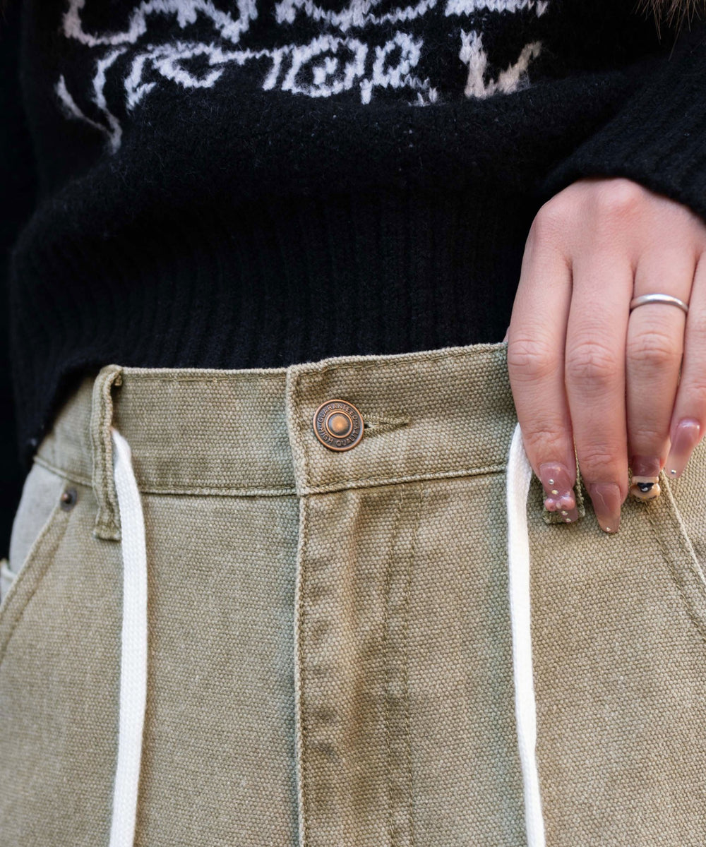 ヴィンテージウォッシュダックダブルニーバギーパンツ