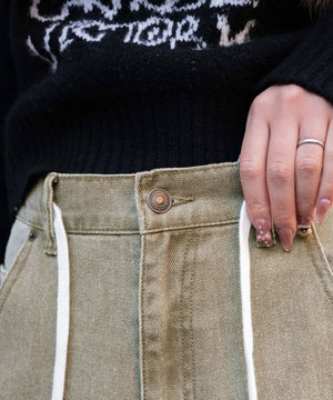 ヴィンテージウォッシュダックダブルニーバギーパンツ