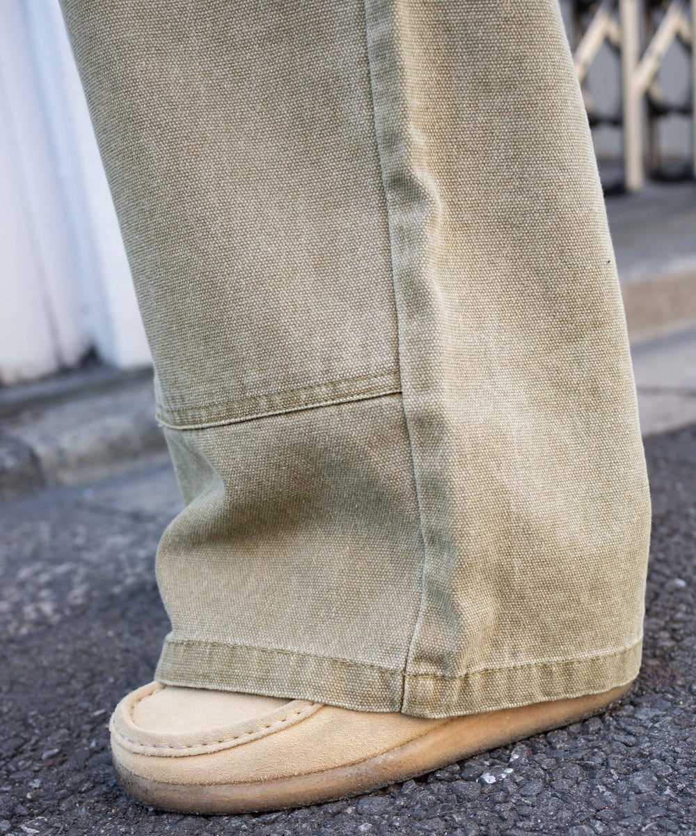 ヴィンテージウォッシュダックダブルニーバギーパンツ