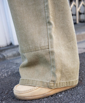 ヴィンテージウォッシュダックダブルニーバギーパンツ