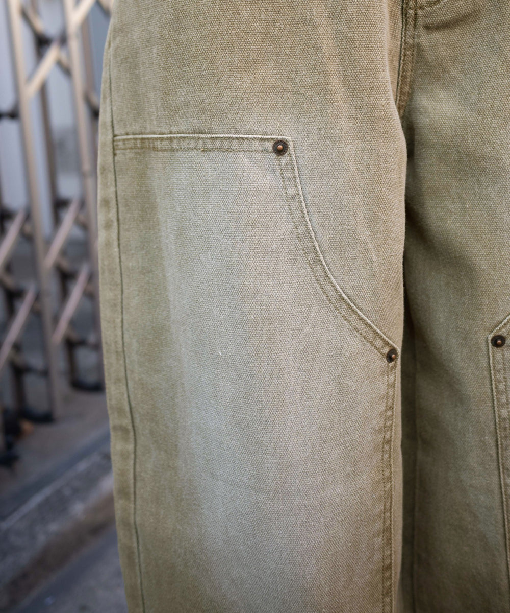 ヴィンテージウォッシュダックダブルニーバギーパンツ