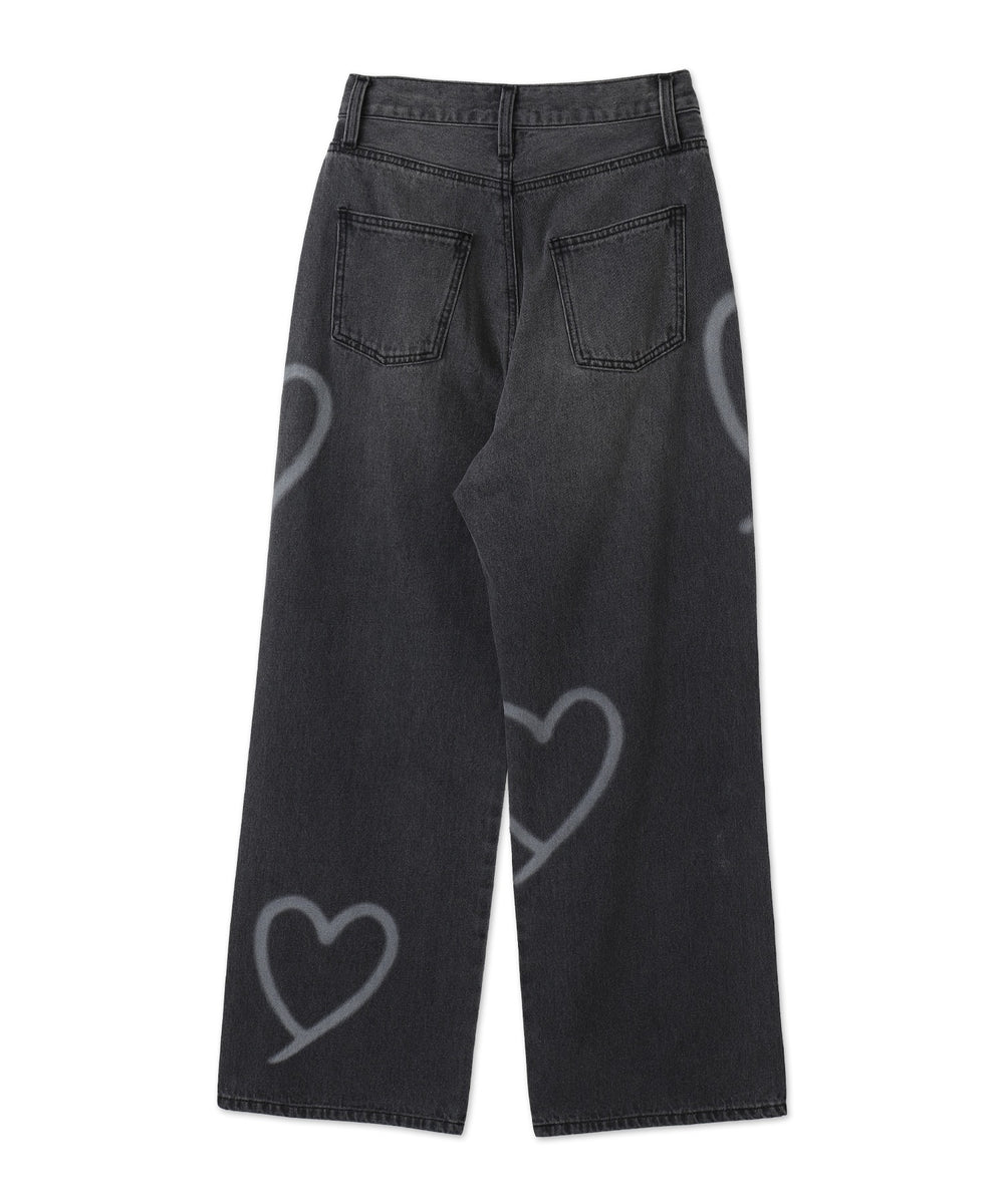 スプレーペイントストレートデニムパンツ