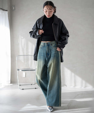 デニム中濃加工 モデル：161cm M着用