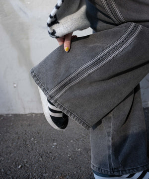 サイドラインワイドデニムパンツ