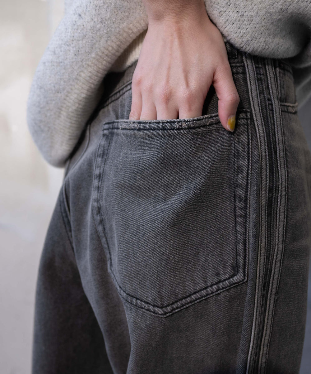 サイドラインワイドデニムパンツ