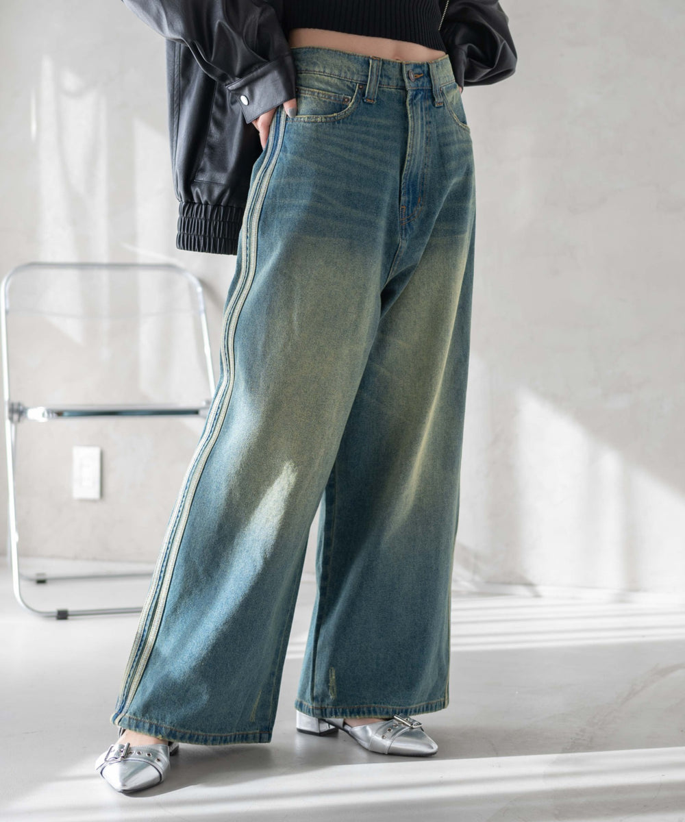 デニム中濃加工 モデル：161cm M着用