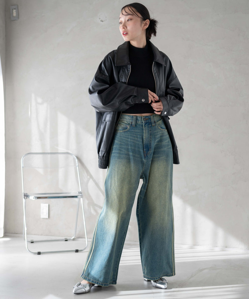 デニム中濃加工 モデル：161cm M着用