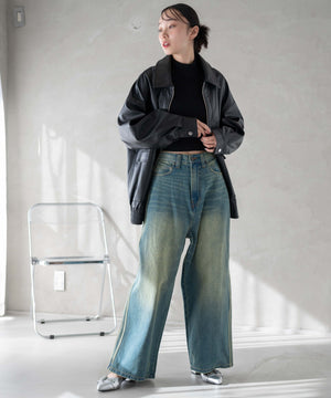 デニム中濃加工 モデル：161cm M着用