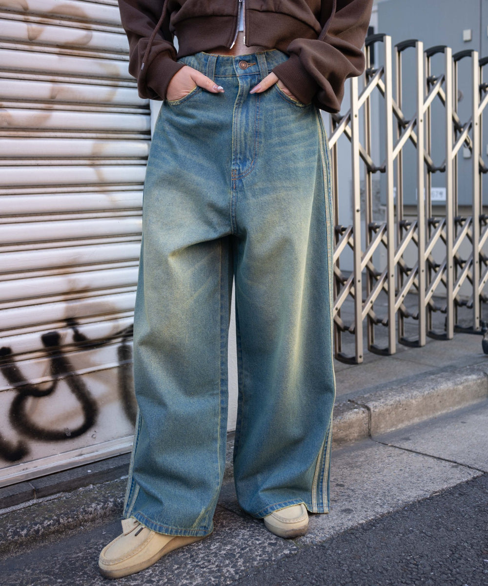 デニム中濃加工　モデル:155cm M着用