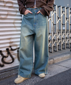 デニム中濃加工　モデル:155cm M着用