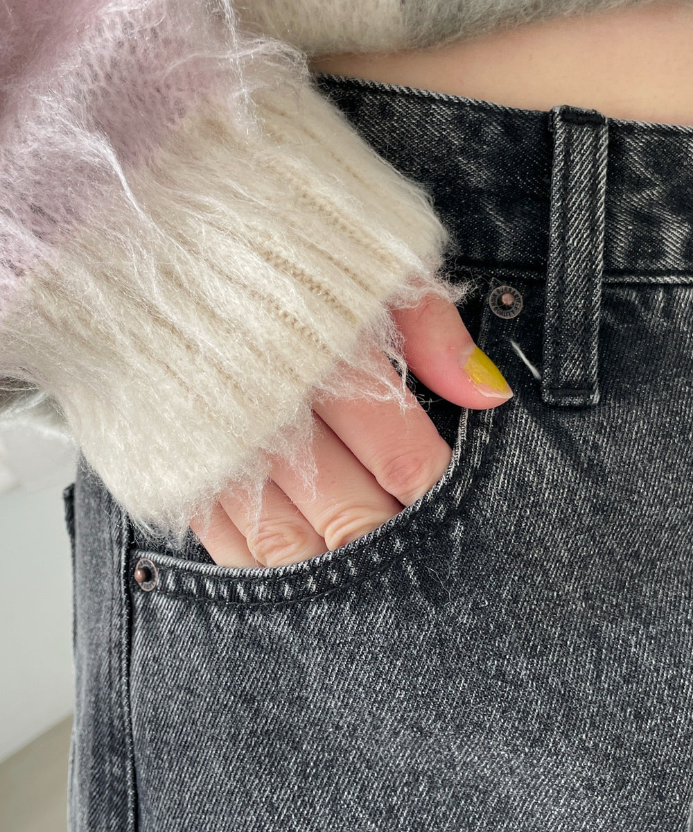 リボンストレートデニムパンツ