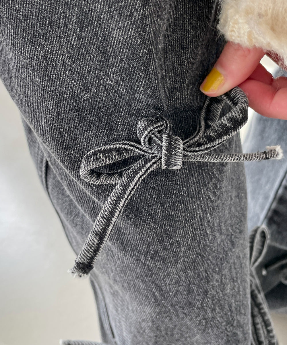 リボンストレートデニムパンツ