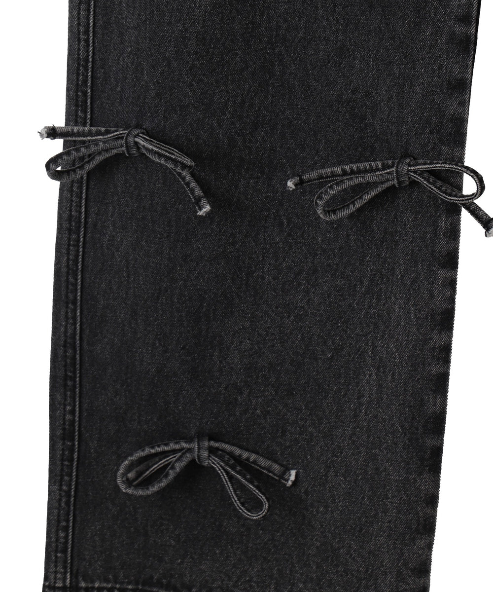 リボンストレートデニムパンツ