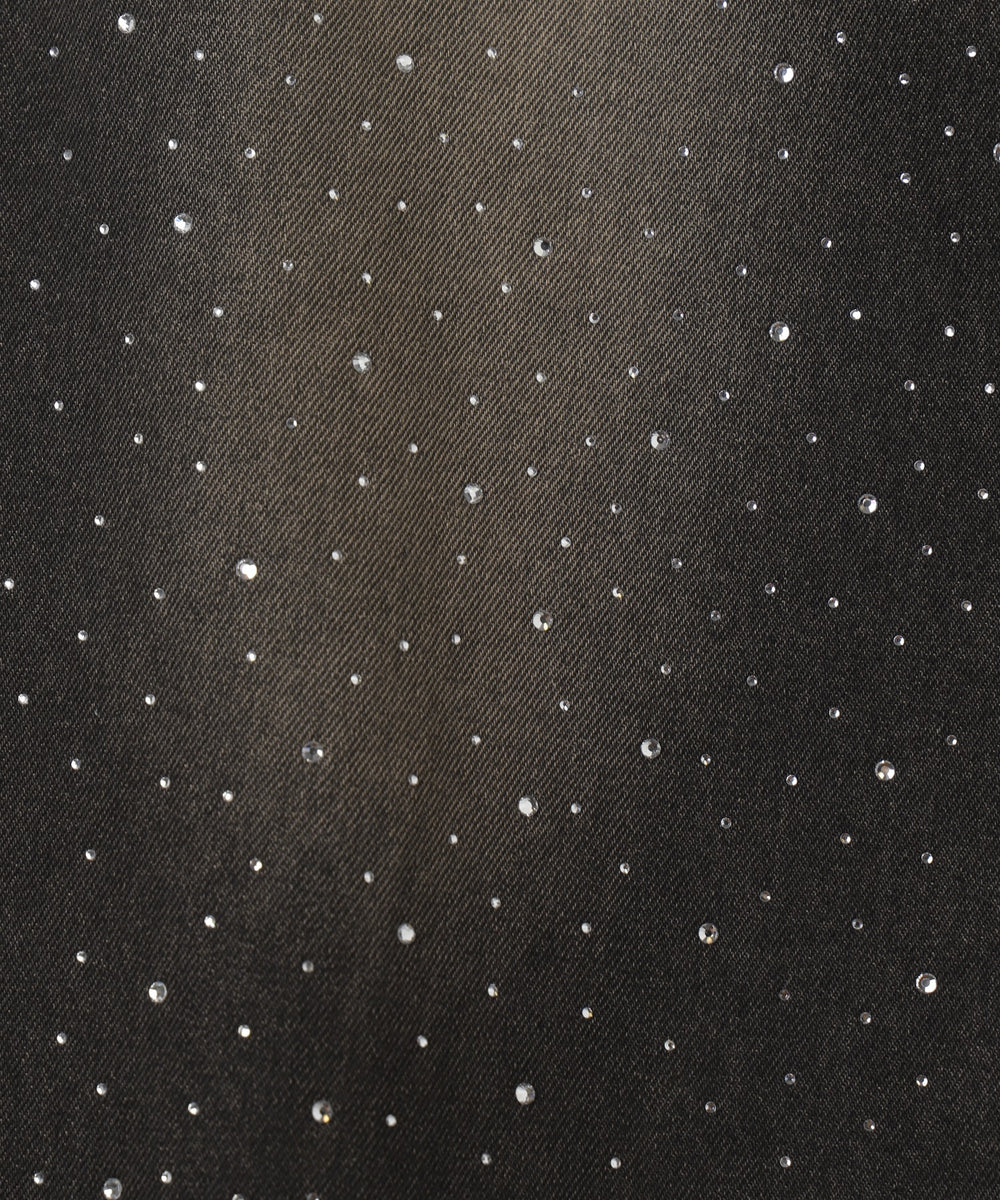 ラインストーンストレートデニムパンツ